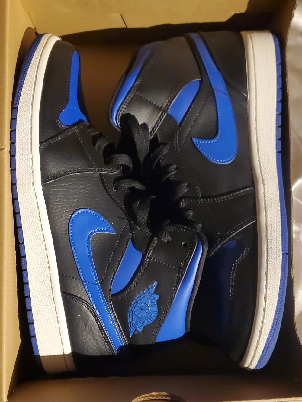 Jordan MID 1 Black and Blue Basketball Sneakers